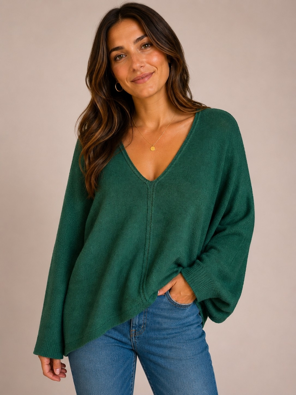 Lilly Pulitzer Forest Green V-Neck Relaxed Knit Sweater With Sparkle
